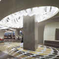 Contemporary luxury lighting hotel lobby glass stainless steel Modern large ribbon chandelier